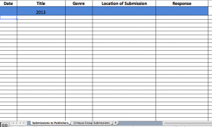 Submission Log Spreadsheet Sample