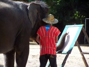Elephant Painting, Northern Thailand, Copyright 2007 Marcie Flinchum Atkins